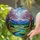 Tiffany Glass River Valley Purple Pink Trees Blue Mountains Moon Clouds Jewel Tones Stained Glass Suncatcher - 2