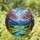 Tiffany Glass River Valley Purple Pink Trees Blue Mountains Moon Clouds Jewel Tones Stained Glass Suncatcher - 1