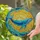 Majestic Blue-Green Whale Mosaic with Golden Sunburst & Swirling Stained Glass Stained Glass Suncatcher - 2