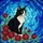 Black White Tuxedo Cat, Red Roses & Green Foliage - Swirling Blue Teal Stained Glass Stained Glass Suncatcher - 5