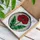 Red Poppy Stained Glass Tiffany Style Flower Mosaic with Green Leaves & Frosted Background Stained Glass Suncatcher - 3