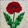 Red Poppy Stained Glass Tiffany Style Flower Mosaic with Green Leaves & Frosted Background Stained Glass Suncatcher - 5