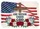 Cross American Flag 'One Nation Under God' Floral Wreath - USA 250th Anniversary 1776-2026 Yard Sign - 6