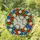 Tiffany Style Stained Glass Floral Wreath Brown Branches Red White Blue Flowers Mosaic Stained Glass Suncatcher - 1