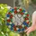 Tiffany Style Stained Glass Floral Wreath Brown Branches Red White Blue Flowers Mosaic Stained Glass Suncatcher - 2