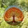 Vibrant Stained Glass Tree of Life Autumn Leaves - Intricate Mosaic Landscape Jewel Tones Stained Glass Suncatcher - 1