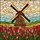 Dutch Windmill Tulip Field Tiffany Glass - Glowing Doorway Translucent Home Decor Stained Glass Suncatcher - 5