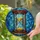 Ornate Hourglass Stained Glass Mosaic Art with Teal Blue Golden Yellow & Brown Tones Stained Glass Suncatcher - 2