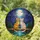 Orange Cream Tabby Cats Moon Water Lily Pads Night Sky Trees Tiffany Glass Style Jewel Tones Stained Glass Suncatcher - 1