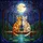 Orange Cream Tabby Cats Moon Water Lily Pads Night Sky Trees Tiffany Glass Style Jewel Tones Stained Glass Suncatcher - 5
