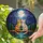 Orange Cream Tabby Cats Moon Water Lily Pads Night Sky Trees Tiffany Glass Style Jewel Tones Stained Glass Suncatcher - 2