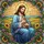 Jesus Cradling Tabby Cat Stained Glass Tiffany Art - Golden Halo Fields & Flowers Stained Glass Suncatcher - 5