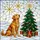 Warm Brown Golden Retriever Dog Christmas Tree Snowy Stained Glass - Holiday Gift Stained Glass Suncatcher - 5
