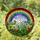 Majestic Rainbow Wildflowers Tiffany Stained Glass Clear Sky Green Foliage Mosaic Stained Glass Suncatcher - 1