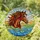 Tiffany Stained Glass Horse Head Art - Vibrant Jewel Tone Landscape Hills Water Clouds Stained Glass Suncatcher - 1