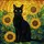 Black Cat Sunflowers Tiffany Style Stained Glass Mosaic Sunny Garden Window Display Stained Glass Suncatcher - 5