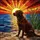 Chocolate Labrador Dog Sunset Ocean Tiffany Stained Glass Jewel Tone Art Home Decor Stained Glass Suncatcher - 5