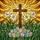 Easter Cross Lilies Eggs Stained Glass - Golden Sun Rays Christian Holiday Gift Stained Glass Suncatcher - 5