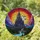 Fantasy Castle Stained Glass Sunset Sky - Mystic Forest Bat Full Moon Mountain Home Decor Stained Glass Suncatcher - 1