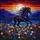 Black Horse Wildflowers Full Moon Mountain Sunset Tiffany Stained Glass Design Stained Glass Suncatcher - 5