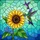 Iridescent Hummingbird Golden Sunflower Stained Glass - Tiffany Style Jewel Tone Mosaic Art Stained Glass Suncatcher - 5