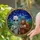 Grey Alien Bigfoot Heart Hands Stained Glass Starry Night Sky Tiffany Art Gift Stained Glass Suncatcher - 2