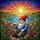 Garden Gnome Stained Glass Meadow Lake Art - Tiffany Style Sunrise Sunset Window Decor Stained Glass Suncatcher - 5