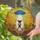 Chihuahua Dog UFO Abduction Wildflowers Stained Glass Cosmic Rays Glowing Jewel Tones Stained Glass Suncatcher - 2