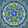 Tiffany Style Blue Flower Stained Glass Intricate Floral Mosaic with Green Leaves & Buds Stained Glass Suncatcher - 5