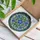Tiffany Style Blue Flower Stained Glass Intricate Floral Mosaic with Green Leaves & Buds Stained Glass Suncatcher - 3