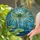 Emerald Green Dragonfly Lily Pad Pond Stained Glass Art - Tiffany Style Nature Lover Gift Stained Glass Suncatcher - 2