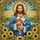 Jesus Christ Tabby Cat Sunflowers - Tiffany Glass Style Glowing Jewel Tones Stained Glass Suncatcher - 5
