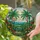 Palm Trees Tropical Landscape - Stained Glass Style with Exotic Flowers Jewel Tones Stained Glass Suncatcher - 2