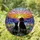 Silhouetted Dogs Alan & Gracie 2018-2025 Wildflowers Sunset Hills Sky Memorial Stained Glass Suncatcher - 1