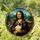 Intricate Tiffany Glass Mona Lisa Siamese Cat Renaissance Landscape Mosaic Art Stained Glass Suncatcher - 1