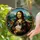 Intricate Tiffany Glass Mona Lisa Siamese Cat Renaissance Landscape Mosaic Art Stained Glass Suncatcher - 2