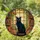 Black Cat Butterfly Bookshelf Stained Glass Window - Cat & Book Lover Gift Stained Glass Suncatcher - 1