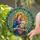 Virgin Mary Baby Jesus Stained Glass Christian Art, Golden Halos, Sunburst Mosaic Stained Glass Suncatcher - 2