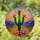 Saguaro Cactus Pink Bloom Desert Lotus Smaller Cacti Tiffany Glass Sunset Landscape Stained Glass Suncatcher - 1