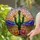 Saguaro Cactus Pink Bloom Desert Lotus Smaller Cacti Tiffany Glass Sunset Landscape Stained Glass Suncatcher - 2