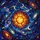 Radiant Sun Ringed Planets Galaxy Celestial Night Sky Stained Glass Tiffany Art Stained Glass Suncatcher - 5