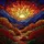 Glowing Sunset Layered Mountains Changing Leaves - Tiffany Style Edge-to-Edge Stained Glass Art Stained Glass Suncatcher - 5