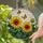 Golden Sunflower Monarch Butterfly Stained Glass Art Mosaic - Translucent Window Decor Gift Stained Glass Suncatcher - 2