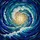 Majestic Ocean Wave Spiral Stained Glass Tiffany Style - Turbulent Sea Mosaic Decor Art Stained Glass Suncatcher - 5