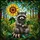 Cute Raccoon Sunflower Stained Glass Mosaic - Tiffany Jewel Tones Intricate Forest Art Stained Glass Suncatcher - 5