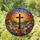 Tiffany Stained Glass Cross Wildflowers Radiant Sunset Sky - Intricate Jewel Tone Art Stained Glass Suncatcher - 1