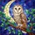 Barn Owl Stained Glass Tiffany Style - Jewel Tone Crescent Moon Starry Night Design Stained Glass Suncatcher - 5