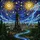 Majestic Stone Tower Fantastical Cityscape Night Lightning Bolt Tiffany Glass Style Stained Glass Suncatcher - 5