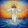 Jesus Christ Stained Glass Art Golden Halo Sunset Sky Radiating Sunburst Tiffany Style Stained Glass Suncatcher - 5