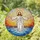 Jesus Christ Stained Glass Art Golden Halo Sunset Sky Radiating Sunburst Tiffany Style Stained Glass Suncatcher - 1